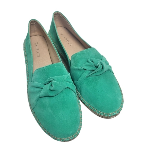 Talbots Shoes - Talbots Izzy Knot Kelly Green Suede Espadrille Shoes Size 9